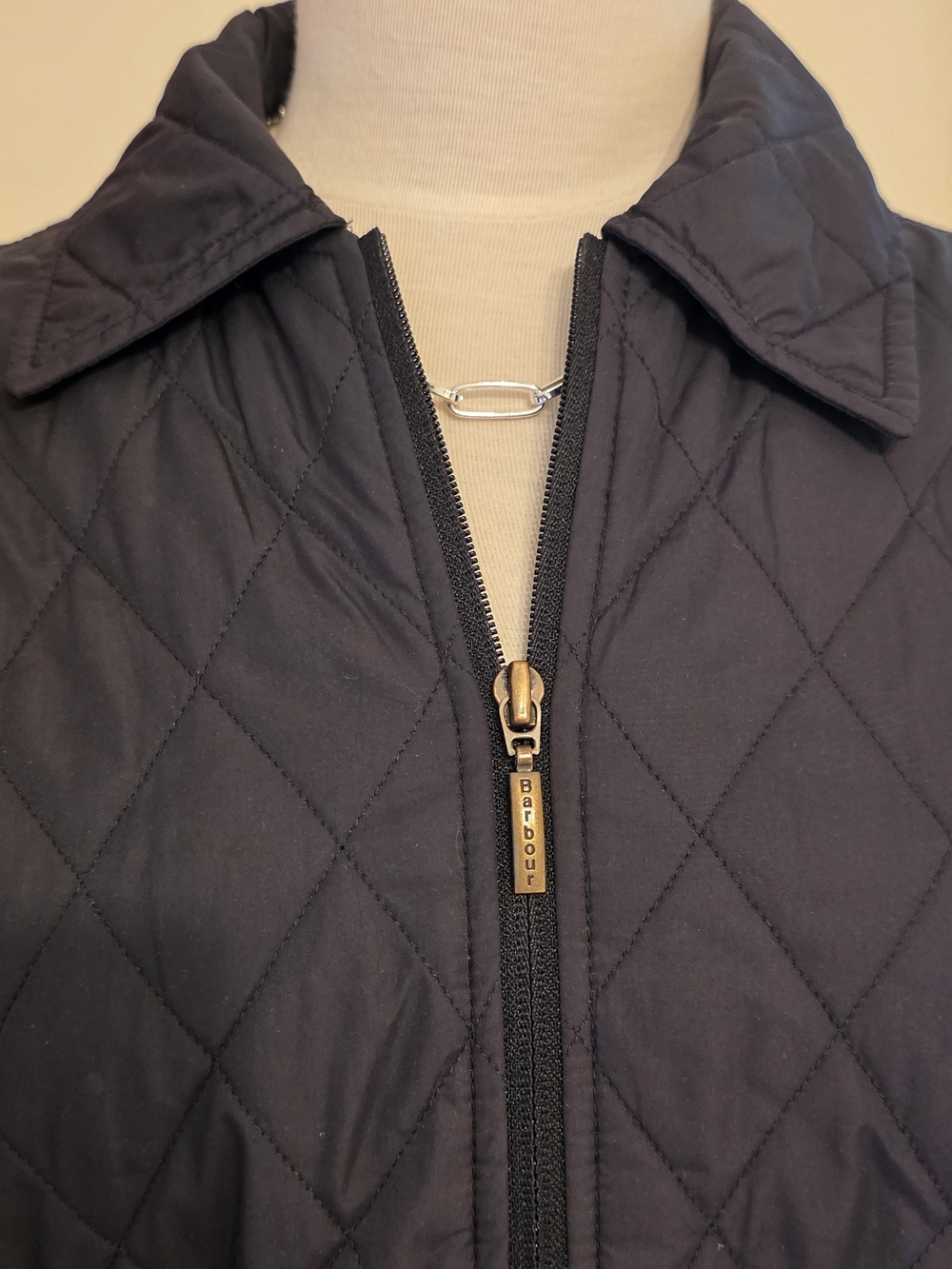 Barbour Black Quilted Zip-Front Jacket Lightweight Size 8 - Picture 2 of 15